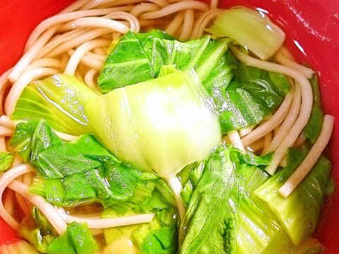 残りもの活用！蕎麦と青梗菜（チンゲン菜）のお吸い物